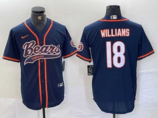 Men's NFL Chicago Bears #18 Caleb Williams Navy BlueWith Patch Cool Base Stitched Baseball Jersey