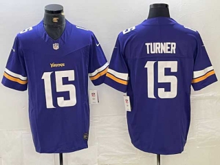 Men's NFL Minnesota Vikings #15 Dallas Turner Purple 2024 Draft F.U.S.E. Vapor Untouchable Limited Football Stitched Jersey