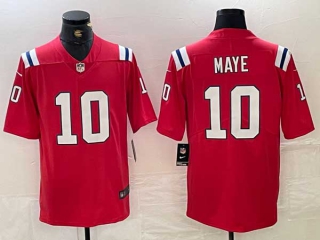 Men's NFL New England Patriots #10 Drake Maye Red 2024 Draft Vapor Limited Football Stitched Jersey