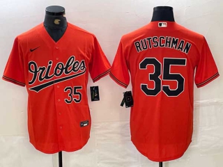 Men's MLB Baltimore Orioles #35 Adley Rutschman Orange Stitched Cool Base Nike Jersey