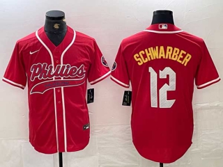 Men's MLB Philadelphia Phillies #12 Kyle Schwarber Red 2024 City Connect Limited Stitched Jersey