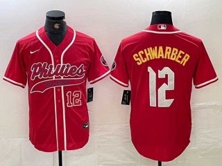 Men's MLB Philadelphia Phillies #12 Kyle Schwarber Red Number 2024 City Connect Limited Stitched Jersey