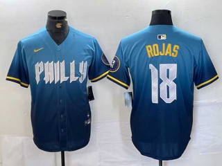 Men's MLB Philadelphia Phillies #18 Johan Rojas Blue 2024 City Connect Limited Stitched Jersey