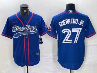 Men's MLB Toronto Blue Jays #27 Vladimir Guerrero Jr Blue Cool Base Stitched Baseball Jersey