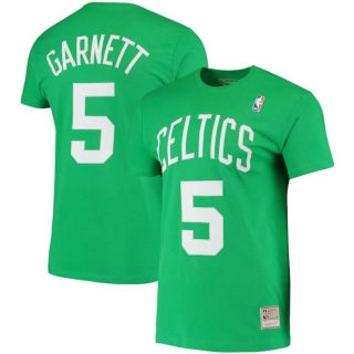 Men's NBA Boston Celtics Mitchell & Ness #5 Kevin Garnett Kelly Green Hardwood Classics T-Shirt