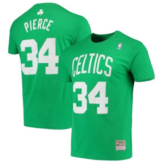 Men's NBA Boston Celtics Mitchell & Ness #34 Paul Pierce Kelly Green Hardwood Classics T-Shirt