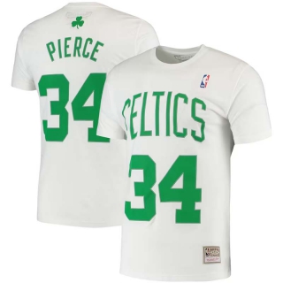 Men's NBA Boston Celtics Mitchell & Ness #34 Paul Pierce White Hardwood Classics T-Shirt