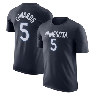 Men's NBA Minnesota Timberwolves #5 Anthony Edwards Navy Name & Number T-Shirt