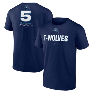 Men's NBA Minnesota Timberwolves #5 Anthony Edwards Navy Name & Number T-Shirts