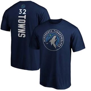 Men's NBA Minnesota Timberwolves #32 Karl-Anthony Towns Navy Fanatics Team Playmaker Name & Number T-Shirt