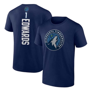 Men's NBA Minnesota Timberwolves Anthony Edwards Navy Team Playmaker Name & Number T-Shirt