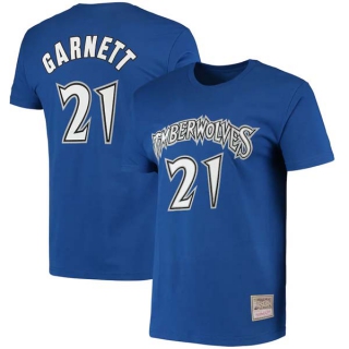 Men's NBA Minnesota Timberwolves Mitchell & Ness #21 Kevin Garnett Royal Hardwood Classics T-Shirt