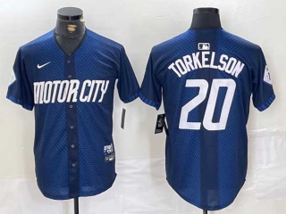 Men's MLB Detroit Tigers #20 Spencer Torkelson 2024 Navy City Connect Cool Base Nike Limited Stitched Jersey