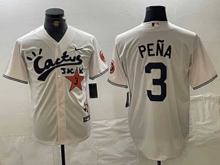 Men's MLB Houston Astros #3 Jeremy Pena Cream Cactus Jack Vapor Premier Stitched Baseball Jersey