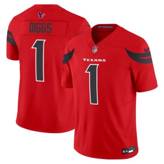 Men's NFL Houston Texans #1 Stefon Diggs Red 2024 Alternate F.U.S.E Vapor Football Stitched Jersey