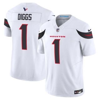 Men's NFL Houston Texans #1 Stefon Diggs White 2024 Vapor F.U.S.E. Limited Football Stitched Jersey