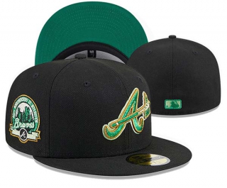 MLB Atlanta Braves New Era Metallic Green Pop Black 59FIFTY Fitted Hat 3005