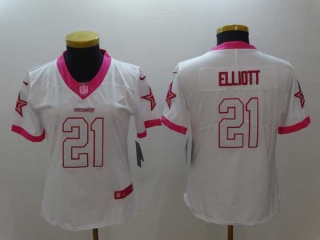 Women's NFL Dallas Cowboys #21 Ezekiel Elliott White Pink Nike Limited Stitched Jersey