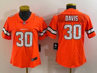 Women's NFL Denver Broncos #30 Terrell Davis Orange Nike Stitched Limited Jersey