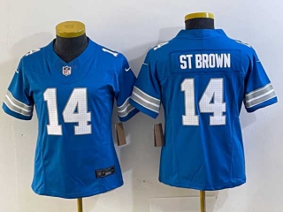 Women's NFL Detroit Lions #14 Amon-Ra St. Brown Blue Vapor F.U.S.E. Nike Limited Stitched Jersey