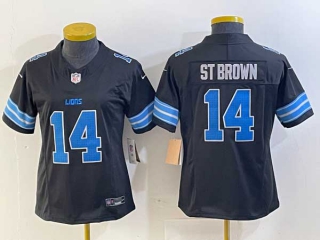 Women's NFL Detroit Lions #14 Amon-Ra St. Brown Black Vapor F.U.S.E. Nike Limited Stitched Jersey