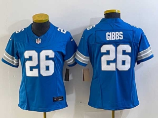 Women's NFL Detroit Lions #26 Jahmyr Gibbs Blue Vapor F.U.S.E. Limited Stitched Jersey