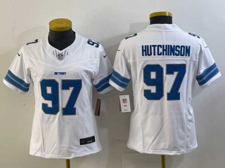 Women's NFL Detroit Lions #97 Aidan Hutchinson White Vapor F.U.S.E. Nike Limited Stitched Jersey