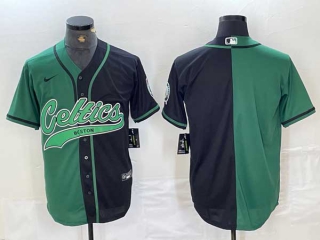 Men's NBA Boston Celtics Black Kelly Green With Patch Cool Base Stitched Nike Baseball Jersey