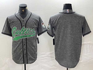 Men's NBA Boston Celtics Graphite With Patch Cool Base Stitched Nike Baseball Jersey