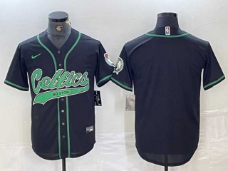 Men's NBA Boston Celtics Black With Patch Cool Base Stitched Nike Baseball Jersey