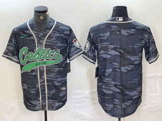 Men's NBA Boston Celtics Navy Camo With Patch Cool Base Stitched Nike Baseball Jersey