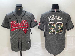 Men's NBA Chicago Bulls #23 Michael Jordan Graphite Camo With Patch Cool Base Stitched Baseball Jersey