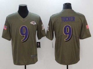 Men's NFL Baltimore Ravens #9 Justin Tucker Olive USA Flag Patch Stitched Nike Limited Jersey