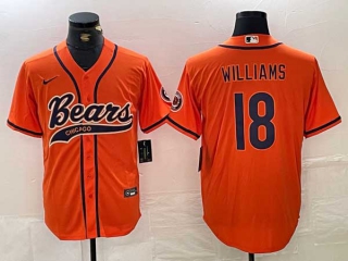 Men's NFL Chicago Bears #18 Caleb Williams Orange With Patch Cool Base Stitched Nike Baseball Jersey