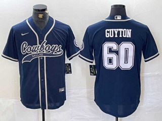 Men's NFL Dallas Cowboys #60 Tyler Guyton Navy Cool Base Baseball Nike Stitched Jersey