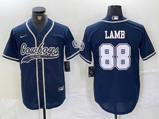 Men's NFL Dallas Cowboys #88 CeeDee Lamb Navy Cool Base Stitched Nike Baseball Jersey