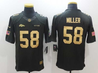 Men's NFL Denver Broncos #58 Von Miller Olive Gold Salute To Service USA Flag Stitched Nike Limited Jersey