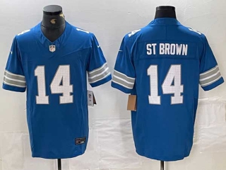 Men's NFL Detroit Lions #14 Amon-Ra St. Brown Blue 2024 F.U.S.E. Vapor Limited Nike Stitched Jersey