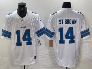 Men's NFL Detroit Lions #14 Amon-Ra St. Brown White 2024 F.U.S.E. Vapor Limited Nike Stitched Jersey