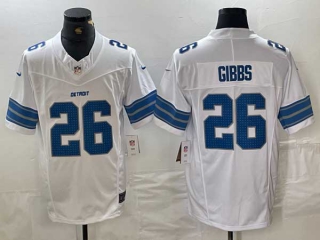 Men's NFL Detroit Lions #26 Jahmyr Gibbs White 2024 F.U.S.E. Vapor Limited Nike Stitched Jersey