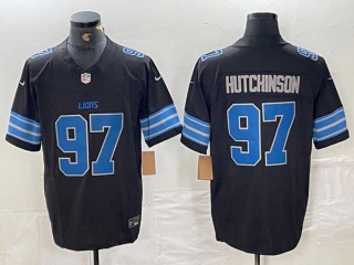 Men's NFL Detroit Lions #97 Aidan Hutchinson Black 2024 F.U.S.E. Vapor Limited Nike Stitched Jersey