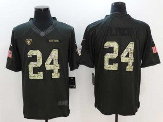 Men's NFL Las Vegas Raiders #24 Marshawn Lynch Olive Camo Salute To Service USA Flag Stitched Nike Limited Jersey