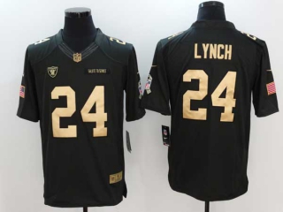 Men's NFL Las Vegas Raiders #24 Marshawn Lynch Olive Gold Salute To Service USA Flag Stitched Nike Limited Jersey