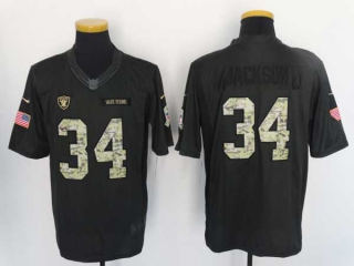 Men's NFL Las Vegas Raiders #34 Bo Jackson Olive Camo Salute To Service USA Flag Stitched Nike Limited Jersey