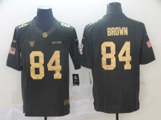 Men's NFL Las Vegas Raiders #84 Antonio Brown Olive Gold Salute To Service USA Flag Stitched Nike Limited Jersey