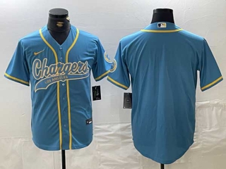 Men's NFL Los Angeles Chargers Blank Blue Cool Base Stitched Nike Baseball Jersey