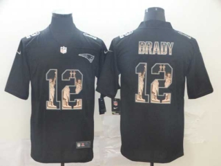 Men's NFL New England Patriots #12 Tom Brady Black Statue Of Liberty Stitched Nike Limited Jersey