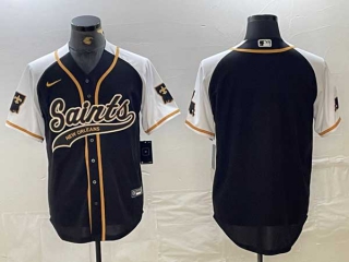 Men's NFL New Orleans Saints Blank Black White 1987 Legacy Cool Base Stitched Baseball Jersey