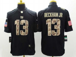 Men's NFL New York Giants #13 Odell Beckham Jr Olive Camo Salute To Service USA Flag Stitched Nike Limited Jerseys