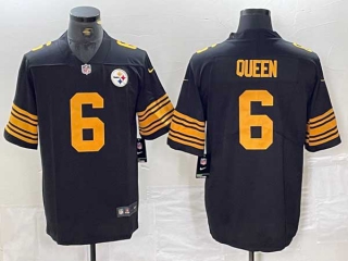 Men's NFL Pittsburgh Steelers #6 Patrick Queen Black Color Rush Vapor Untouchable Limited Stitched Jersey